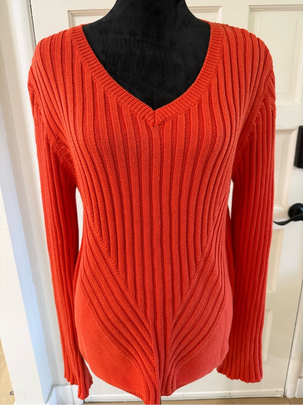 Market & Spruce Stitch Fix Ribbed V Neck Sweater Large Orange Red